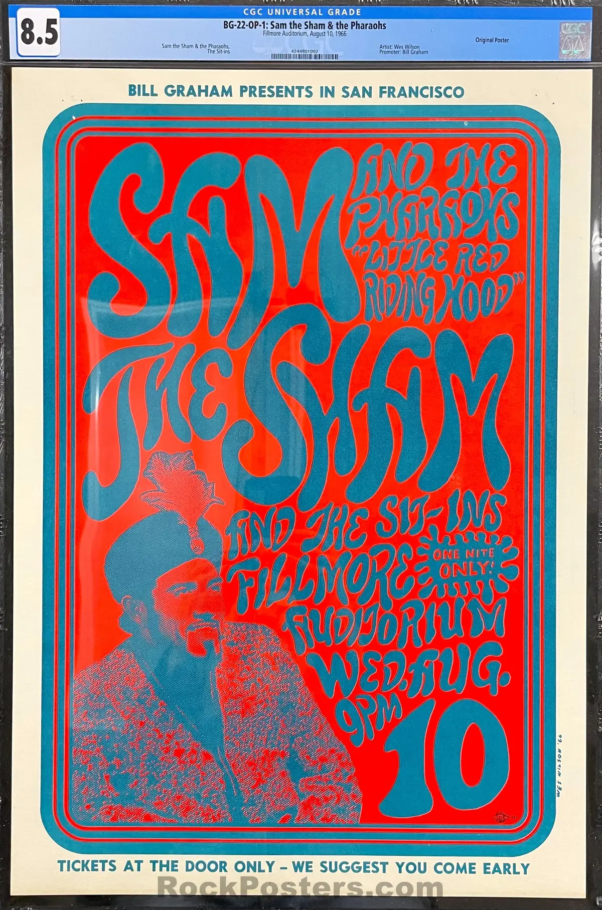 Auction - Bg-22 - Sam The Sham - Wes Wilson - 1966 Poster - Fillmore Auditorium - Cgc Graded  8.5 1