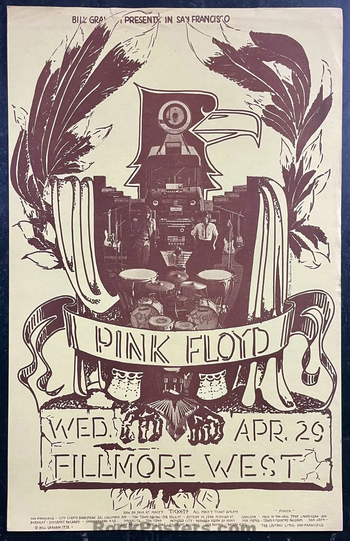 Auction - Bg-230 - Pink Floyd - Pat Hanks - Fillmore West - 1970 Poster - Excellent 1