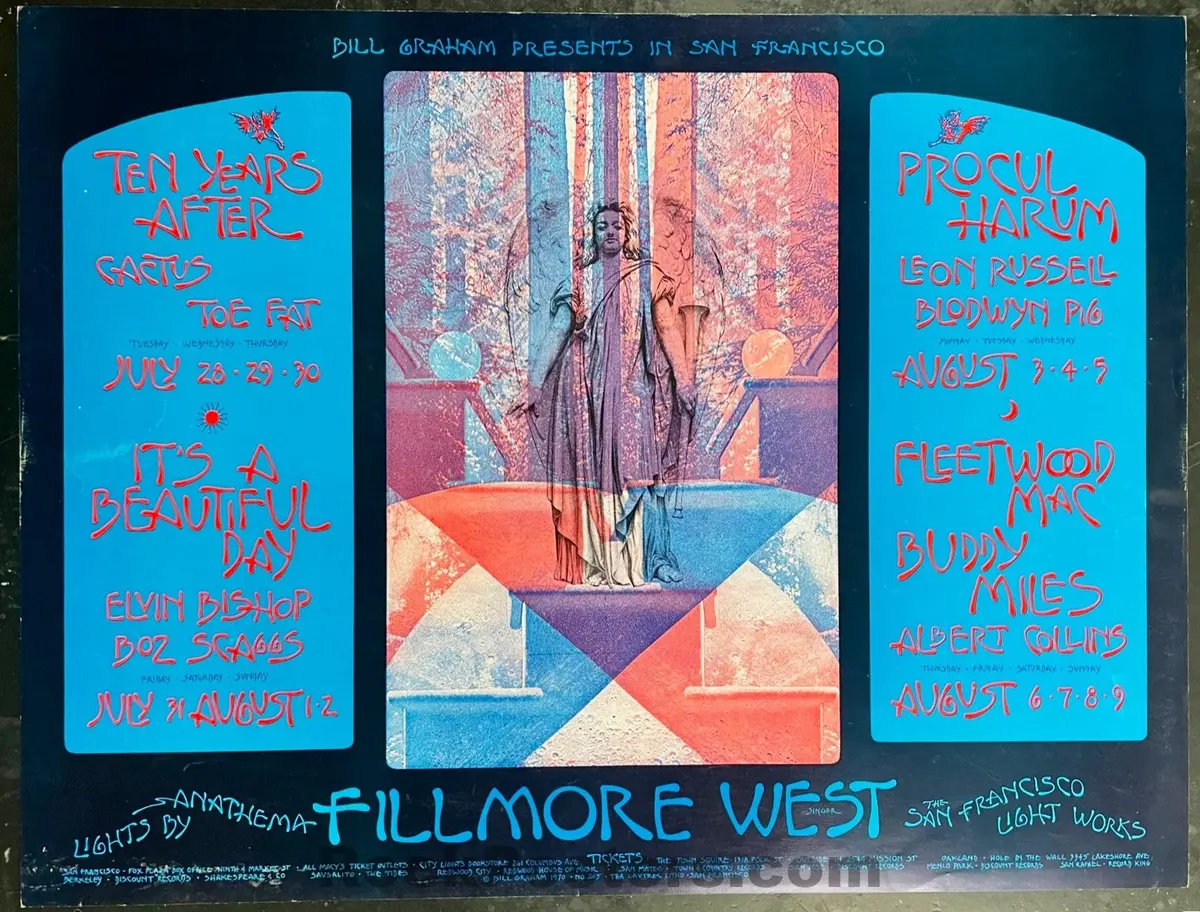 Bg-245 - Fleetwood Mac - David Singer - 1970 Concert Poster - Fillmore West - Excellent 1
