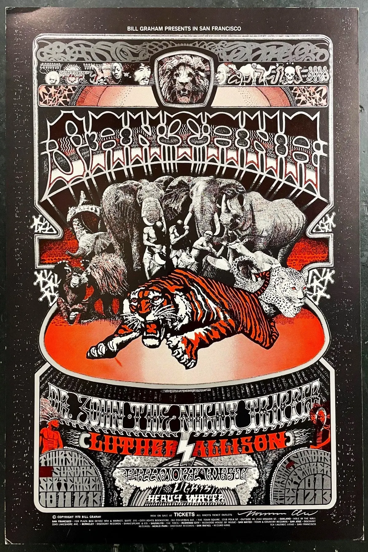 Auction - Bg-248 - Santana Dr. John - Norman Orr Signed - 1970 Poster - Fillmore West - Very Good 1
