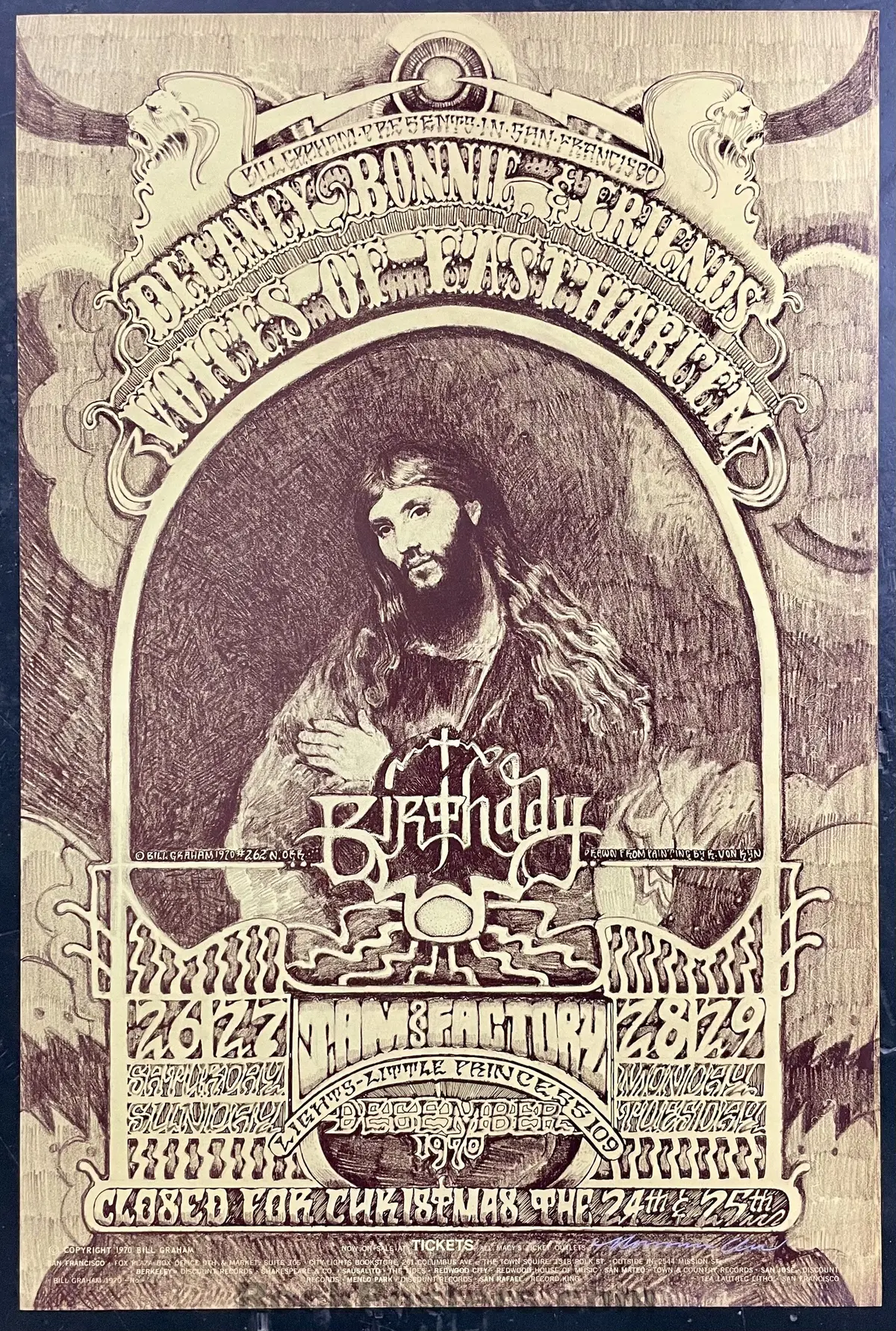 Auction - Bg-262  - Delaney & Bonnie - Norman Orr Signed - 1970 Poster - Fillmore West -  Near Mint Minus 1