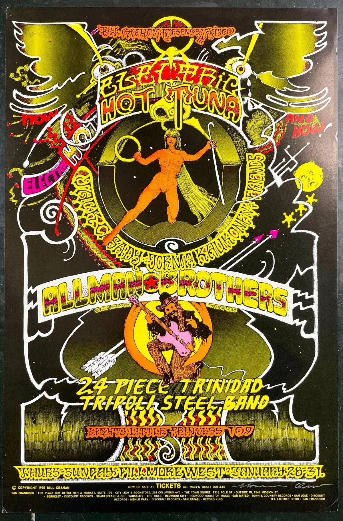 Auction - Bg-268 - Allman Brothers - Hot Tuna - Norman Orr Signed - Fillmore West - 1971 Poster - Excellent 1