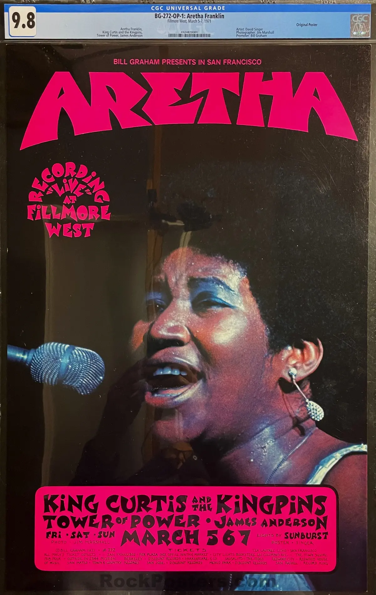 Auction - Bg-272 - Aretha Franklin - David Singer - 1971 Poster - Fillmore West - Cgc Graded 9.8 1