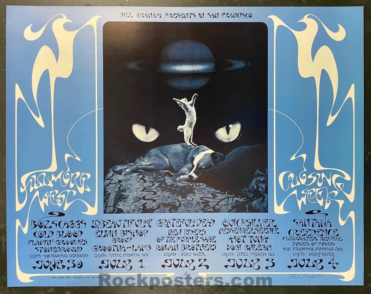 Auction - Bg-287 - Grateful Dead - David Singer Signed - Closing Of Fillmore West - 1971 Poster - Near Mint Minus 1