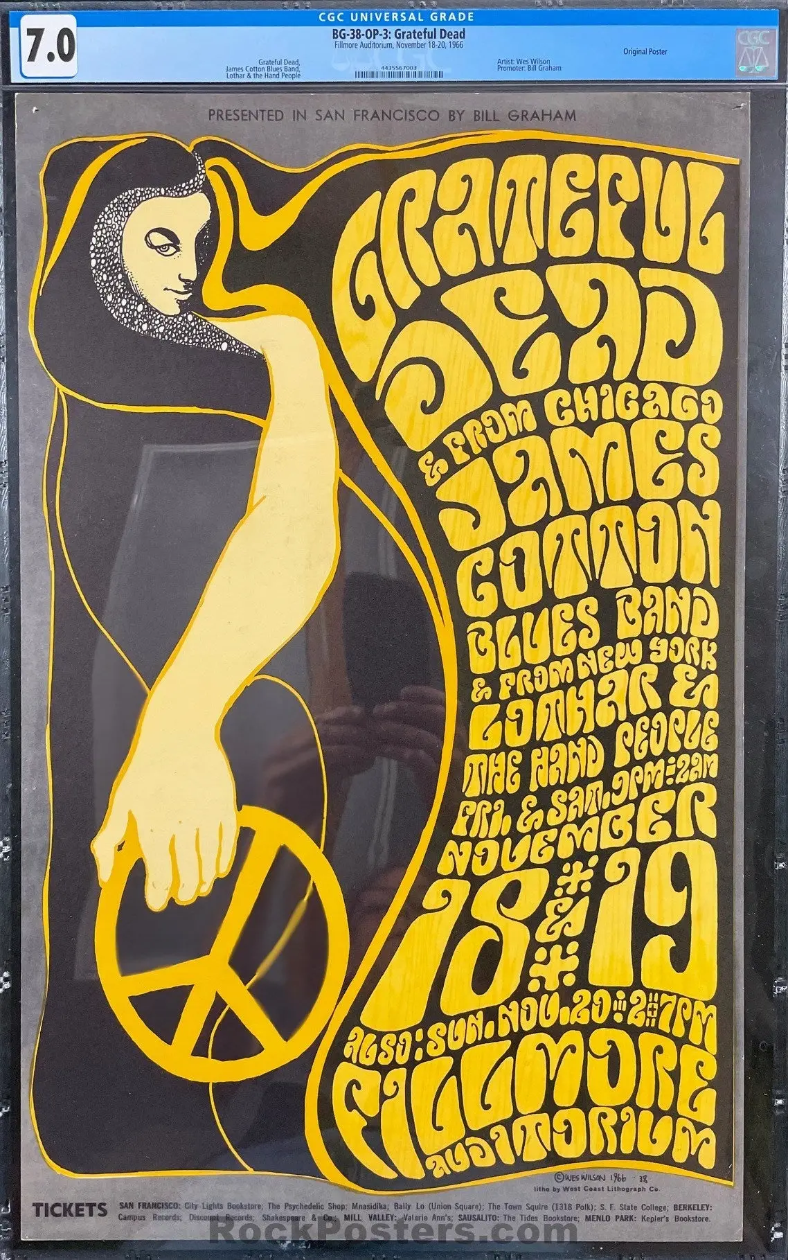 Auction - Bg-38 - The Grateful Dead - Wes Wilson - 1966 Poster - Fillmore Auditorium - Cgc Graded 7.0 1