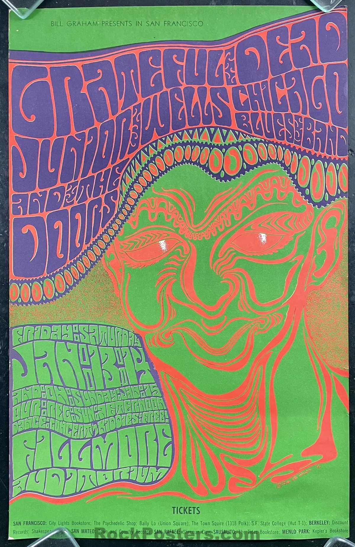 Auction - Bg-45 - Grateful Dead/Doors - Wes Wilson - Fillmore Auditorium - 1967 Poster - Excellent 1