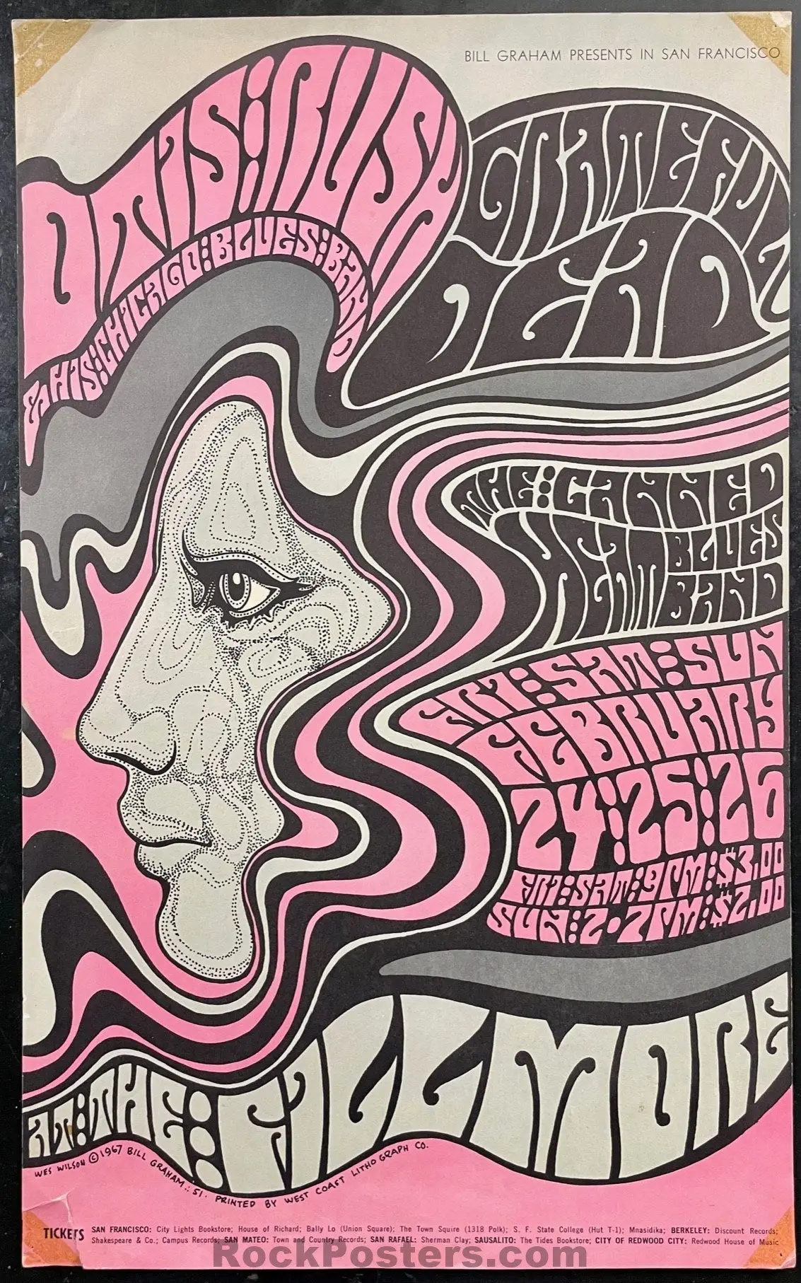 Auction - Bg-51 - Grateful Dead - Wes Wilson - 1967 Poster - Fillmore West - Good 1