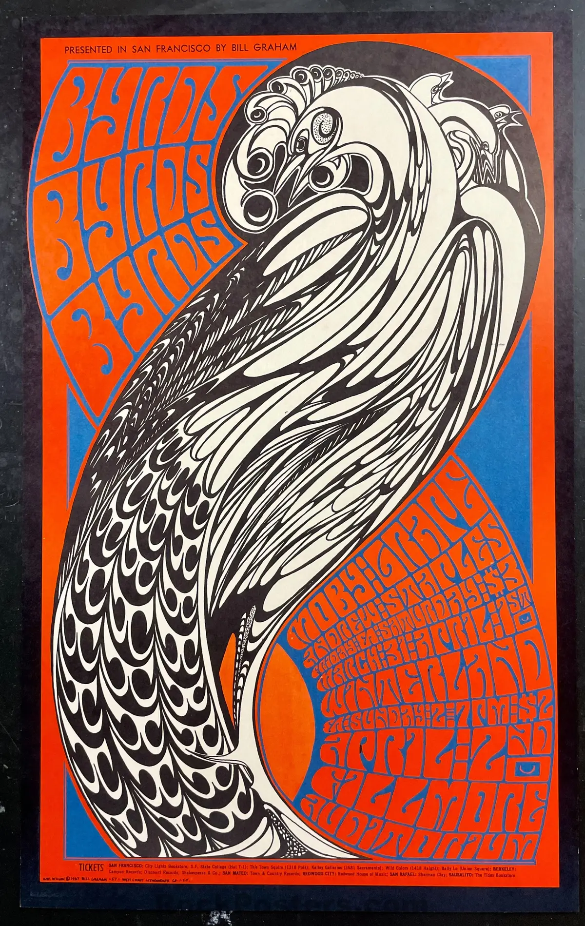 Auction - Bg-57 - Byrds/Moby Grape - Wes Wilson - 1967 Poster - Fillmore/Winterland - Excellent 1