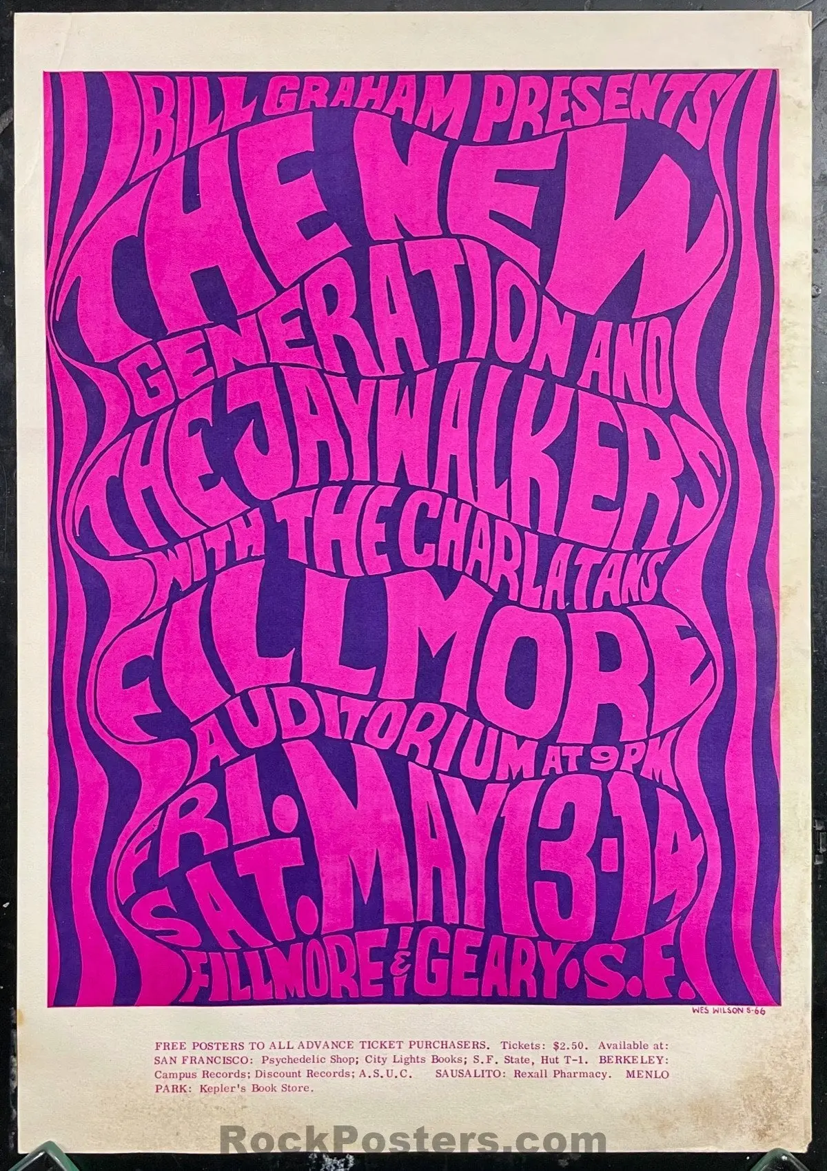 Auction -  Bg-6 - The Charlatans - Wes Wilson -  Fillmore Auditorium - 1966 Poster - Very Good 1