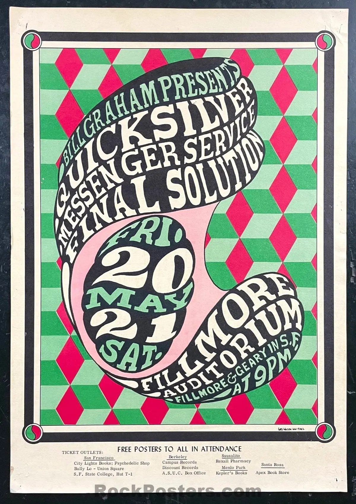 Auction - Bg-7 - Quicksilver Messenger - Wes Wilson - Fillmore Auditorium - 1966 Poster - Excellent 1