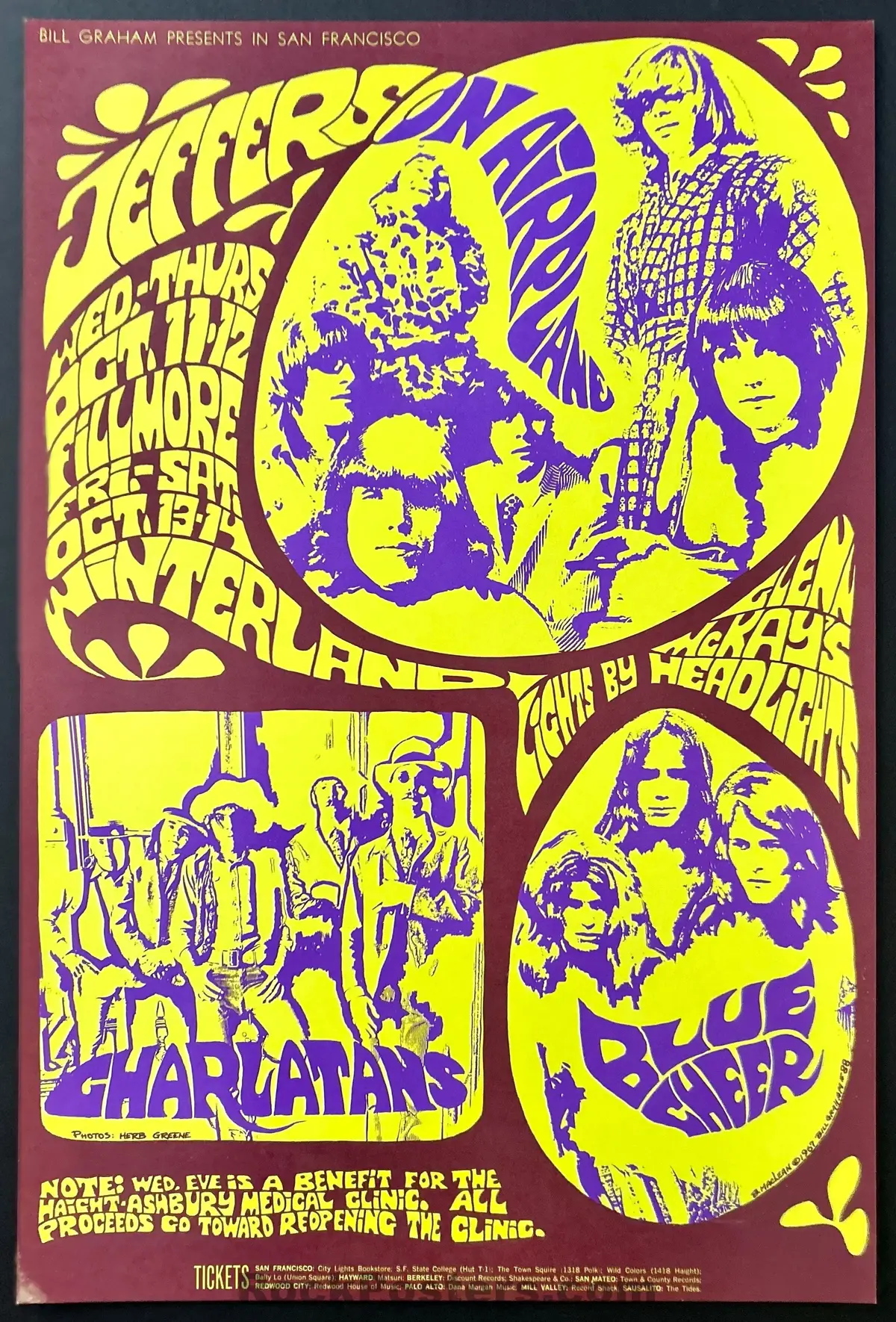 Auction - Bg-88 - Jefferson Airplane - Blue Cheer - Original 1967 Poster - Bonnie Maclean - Fillmore Auditorium - Near Mint 1