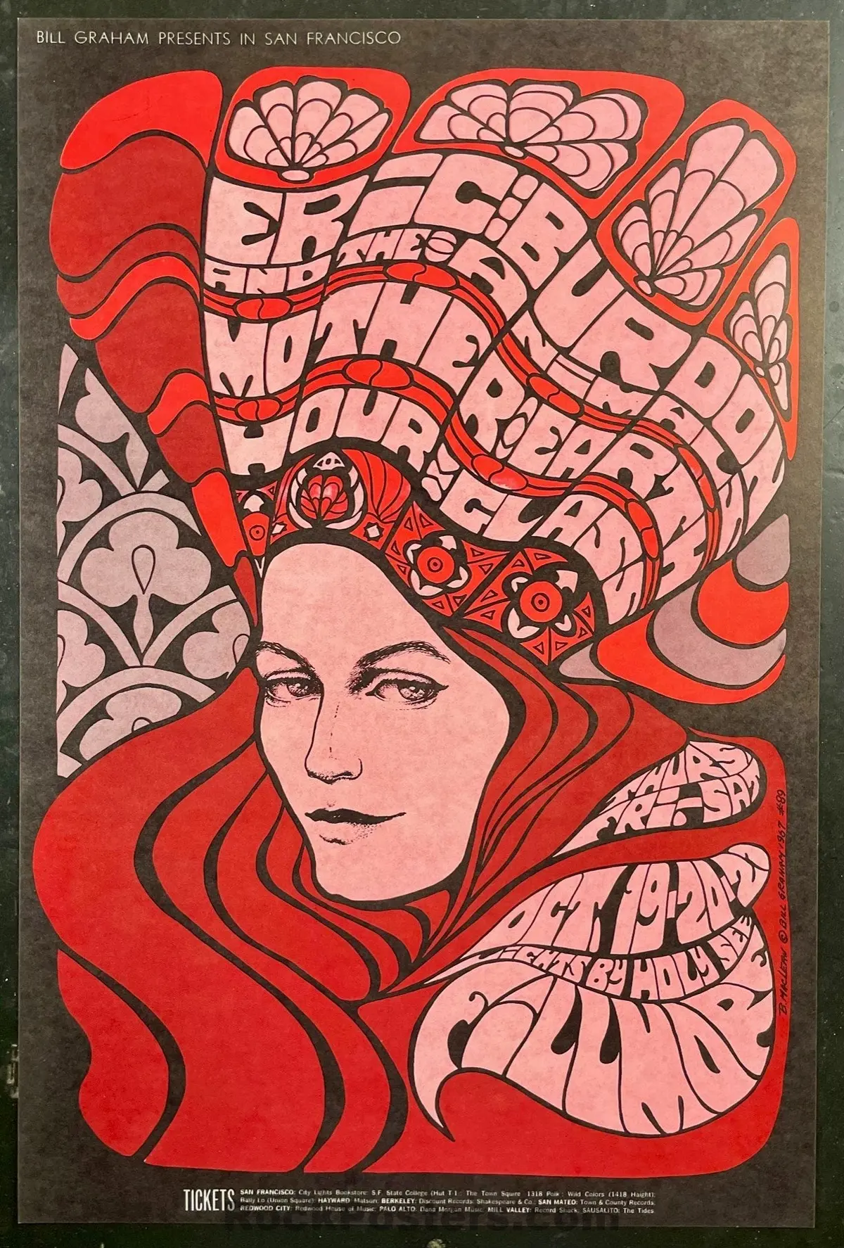 Auction - Bg-89 - Allman Brothers - Bonnie Maclean - 1967 Poster - Fillmore Auditorium - Near Mint 1