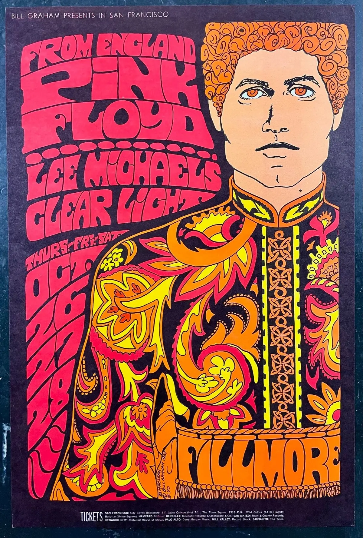 Auction - Bg-90 - Pink Floyd - Bonnie Maclean - 1967 Poster - Fillmore Auditorium  - Near Mint Minus 1