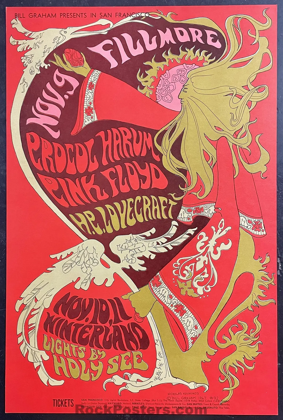 Auction -  Bg-92 - Pink Floyd - 1967 Poster - Fillmore/Winterland - Near Mint Minus 1