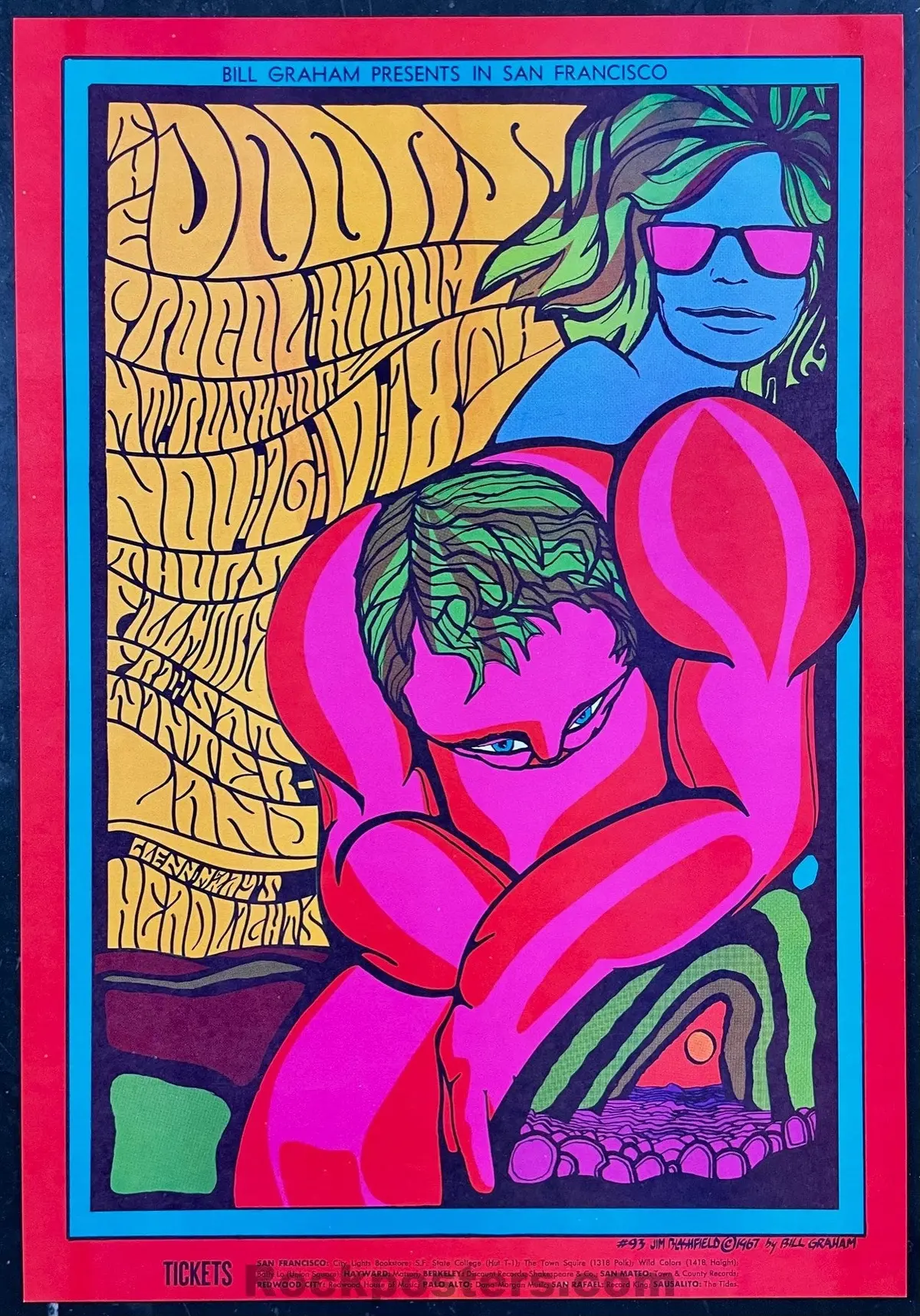 Auction - Bg-93 - The Doors - Jim Blashfield  - 1967 Poster - Fillmore Auditorium - Near Mint Minus 1