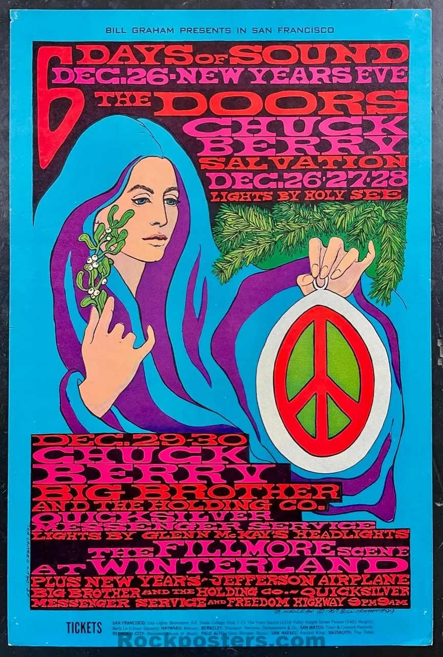 Auction - Bg-99 - The Doors Janis Joplin - Bonnie Maclean - 1967 Poster - Fillmore Auditorium - Excellent 1