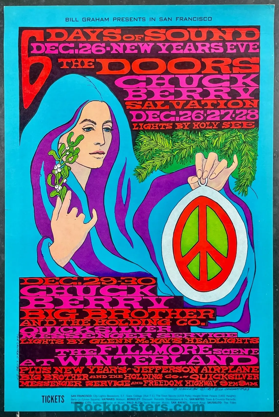 Auction - Bg-99 - The Doors - Janis Joplin Big Brother - Bonnie Maclean - 1967 Poster - Fillmore Auditorium -  Excellent 1