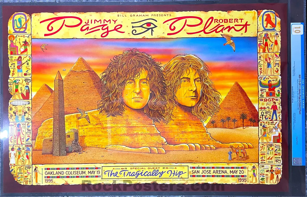 Auction - Bgp-115 - Led Zeppelin Page & Plant - Harry Rossit - 1995 Poster - Cgc Graded 10 Gem Mint 1