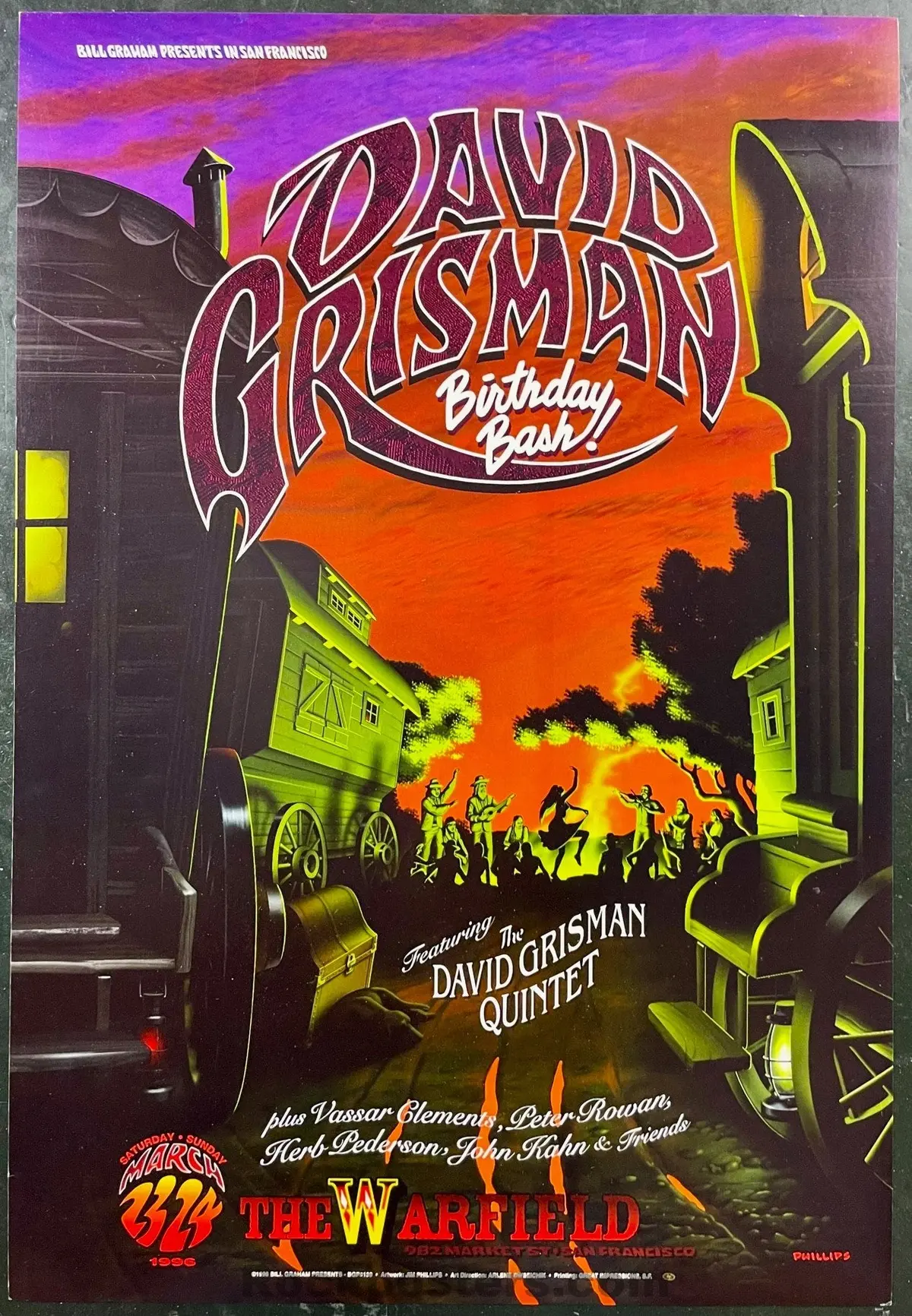 Bgp-139 - David Grisman - Jim Phillips - 1996 Poster - Warfield Theater - Near Mint Minus 1