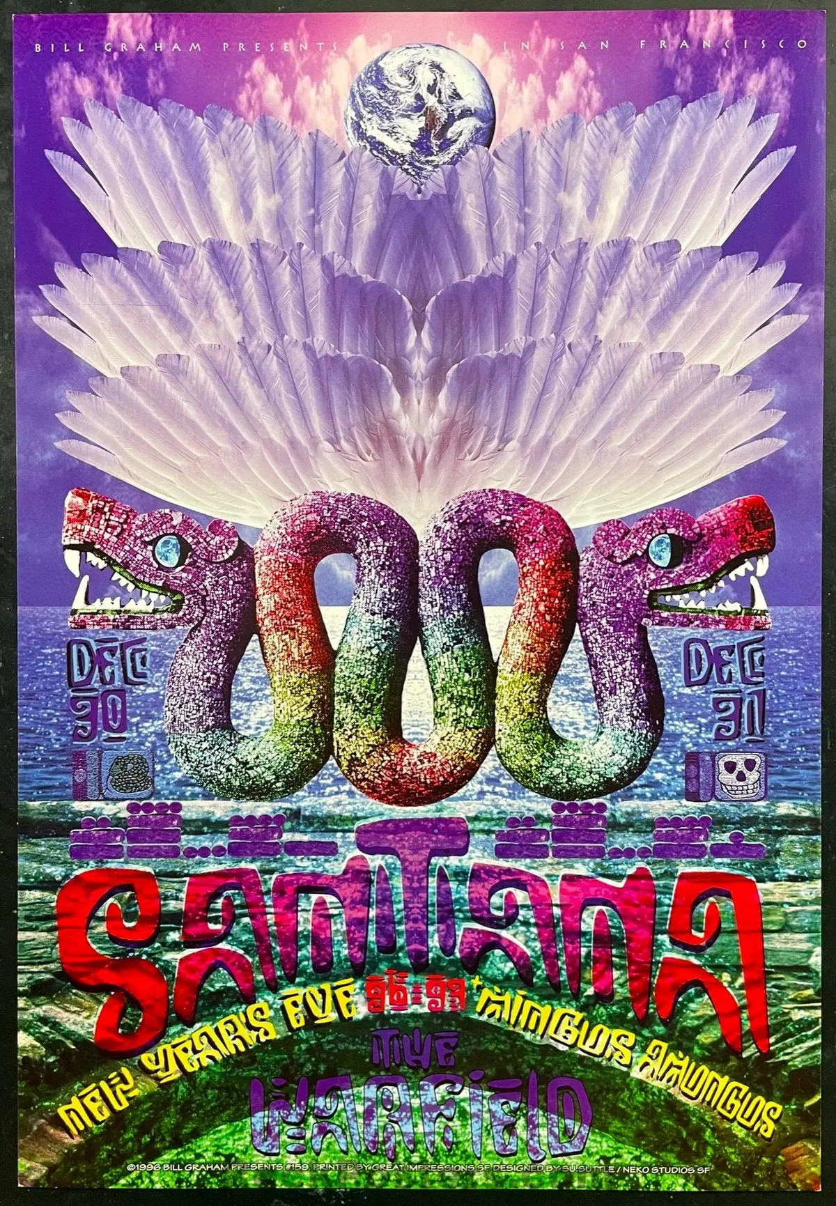 Bgp-159 - Santana - New Year's Eve - 1996 Poster - Warfield Theatre - Near Mint 1