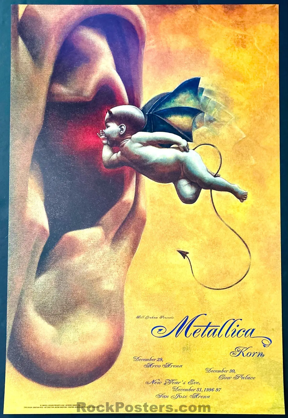 Auction - Bgp-160 - Metallica/Korn - Randy Chavez - 1996 Poster - Arco Arena Sacramento - Mint 1