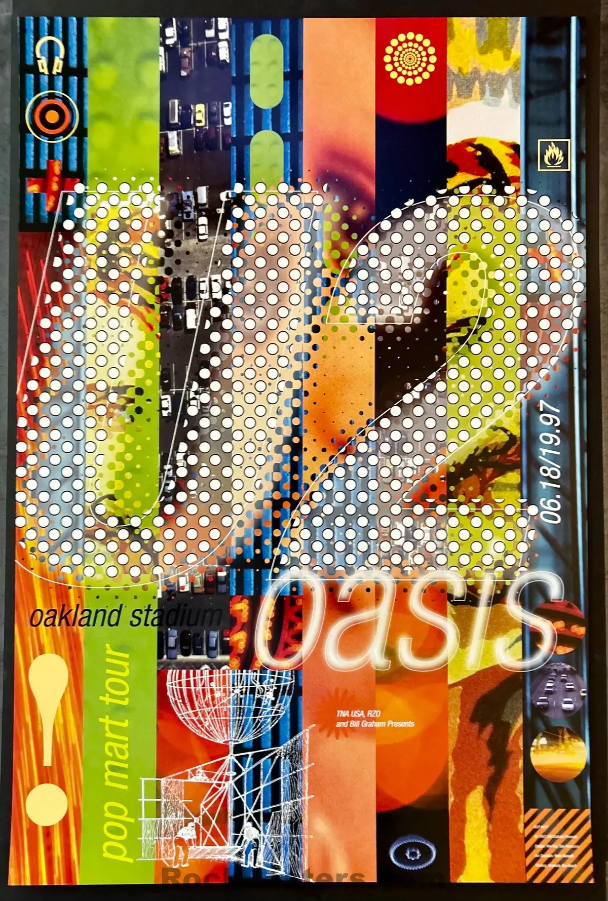 Auction - Bgp-167 - U2/Oasis - Rex Ray - 1997 Poster - Oakland Coliseum - Mint 1