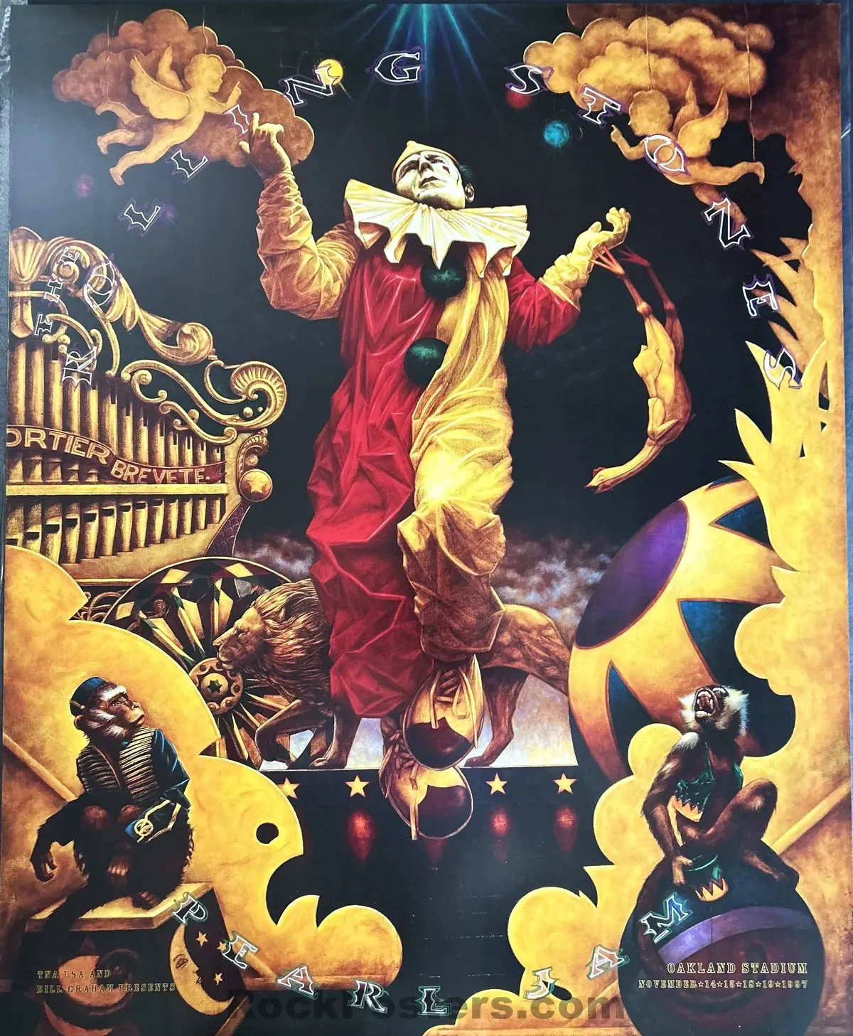 Auction - Bgp-180 - Pearl Jam/Rolling Stones - 1997 Poster - Oakland Coliseum - Mint 1