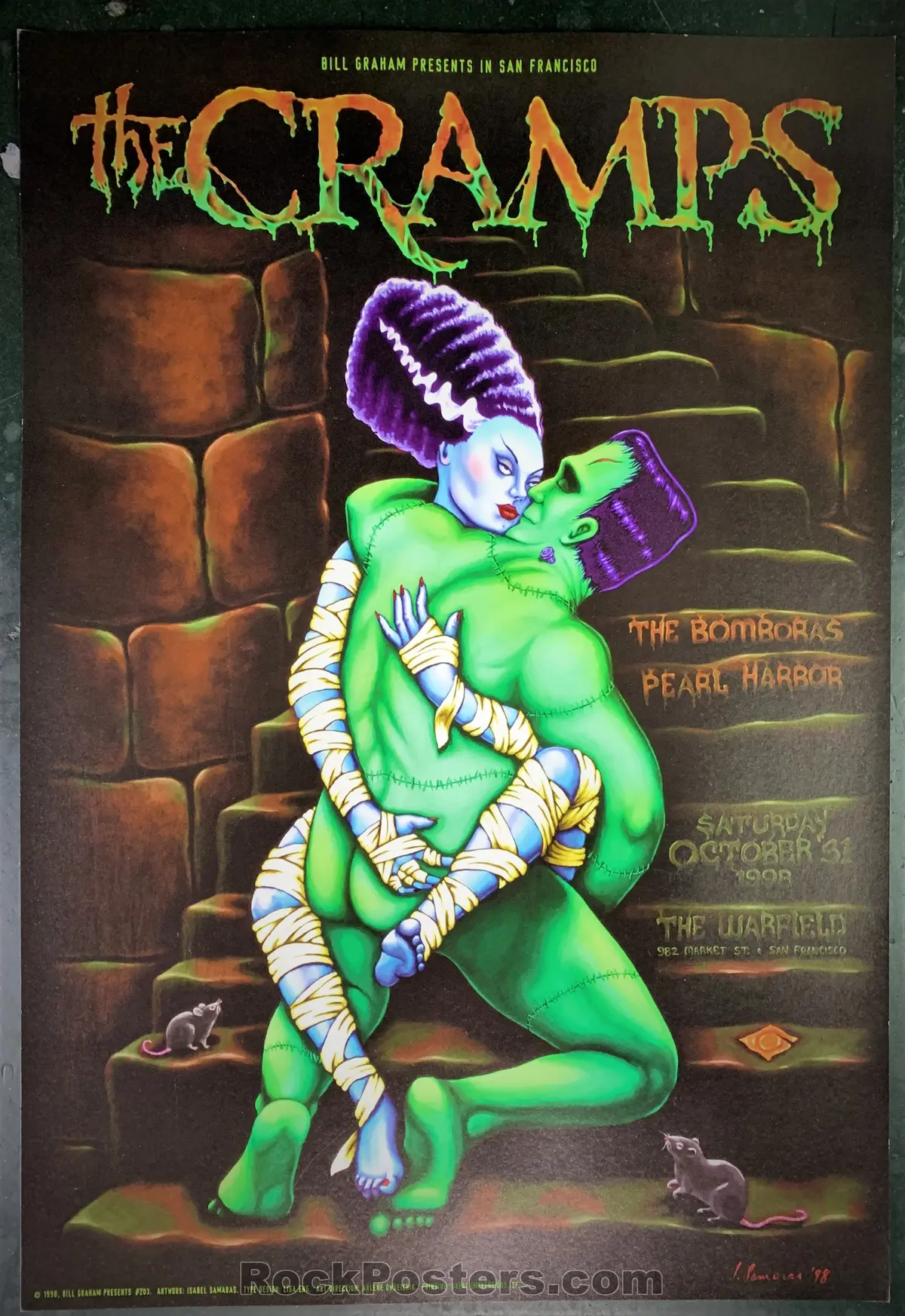 Bgp-203 - The Cramps - Halloween '98 Poster - Warfield Theatre - Near Mint Minus 1