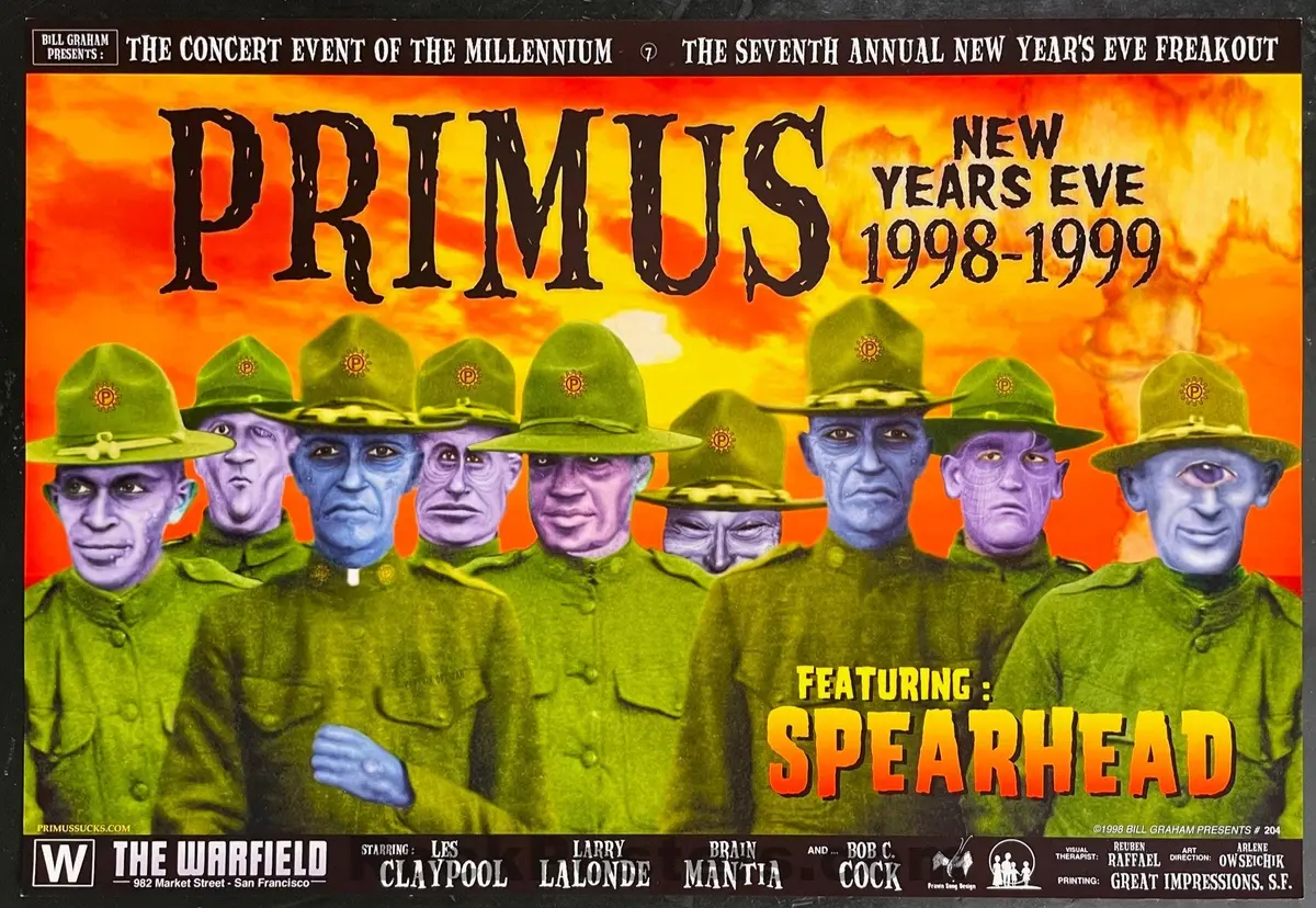 Bgp-204 - Primus - Warfield Theatre - New Year's Eve - 1998 Poster - Near Mint 1