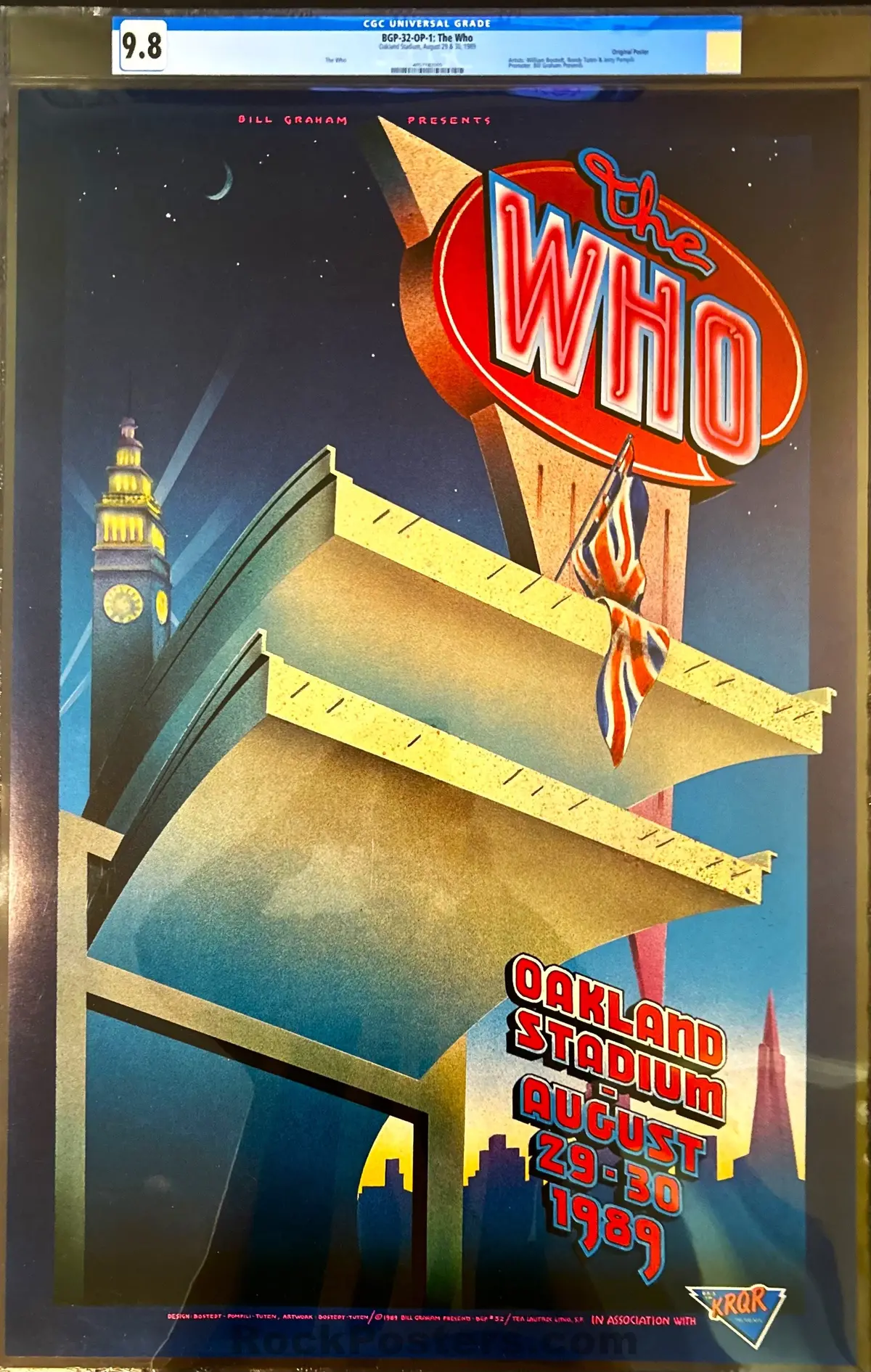 Auction - Bgp-32 - The Who - Day On The Green 1 & 2 - Oakland Coliseum - 1989 Poster - Cgc Graded 9.8 1