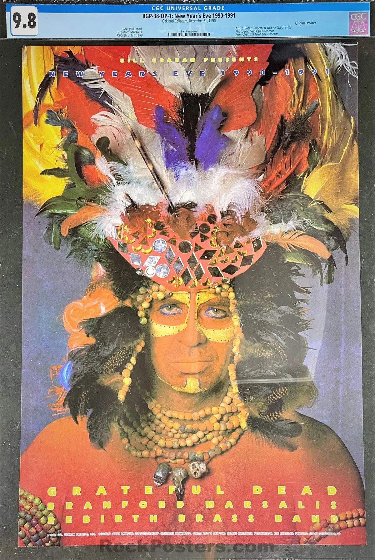 Auction - Bgp-38 - Grateful Dead -  New Year's 1990 Poster - Oakland Coliseum - Cgc Graded 9.8 1