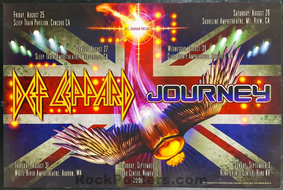 Bgp-343 - Def Leppard - Journey - 2006 Poster - Multiple Venues  - Near Mint Minus 1