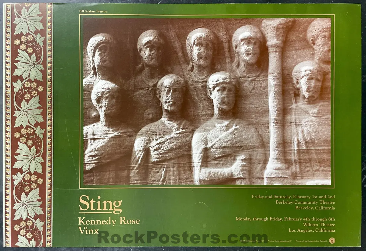 Bgp-40 - Sting - 1991 Poster - Berkeley Community Theatre - Excellent 1