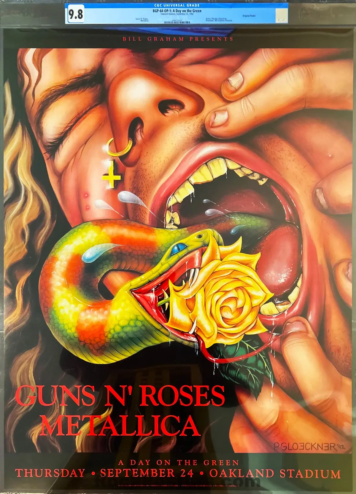 Auction - Bgp-64 - Guns N' Roses - Metallica - 1992 Poster - Day On The Green #2 - Cgc Graded 9.8 1