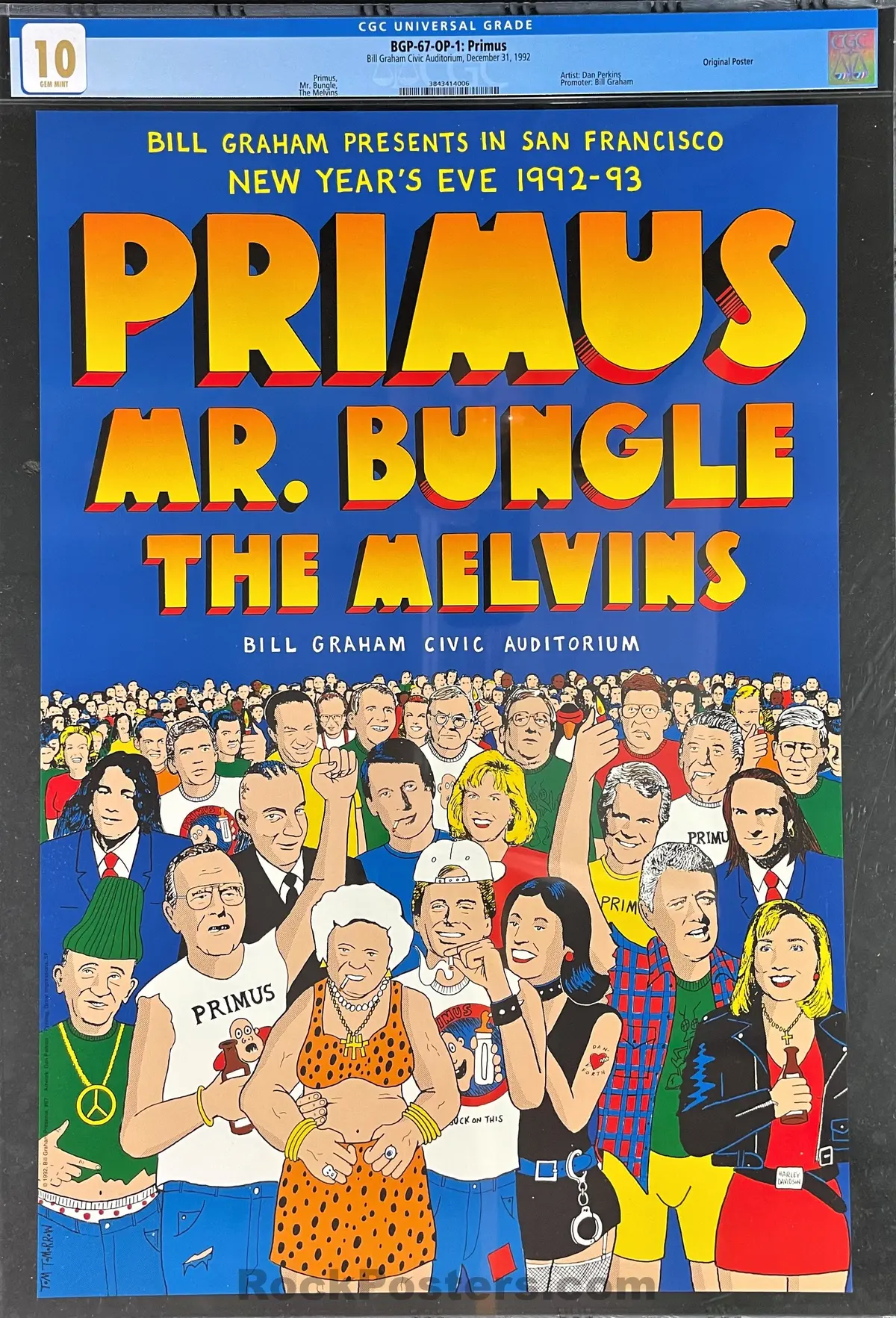 Auction - Bgp-67 - Primus Mr. Bungle - New Years 1992 Poster - Bill Graham Civic Auditorium - Cgc Graded 10 Gem Mint 1