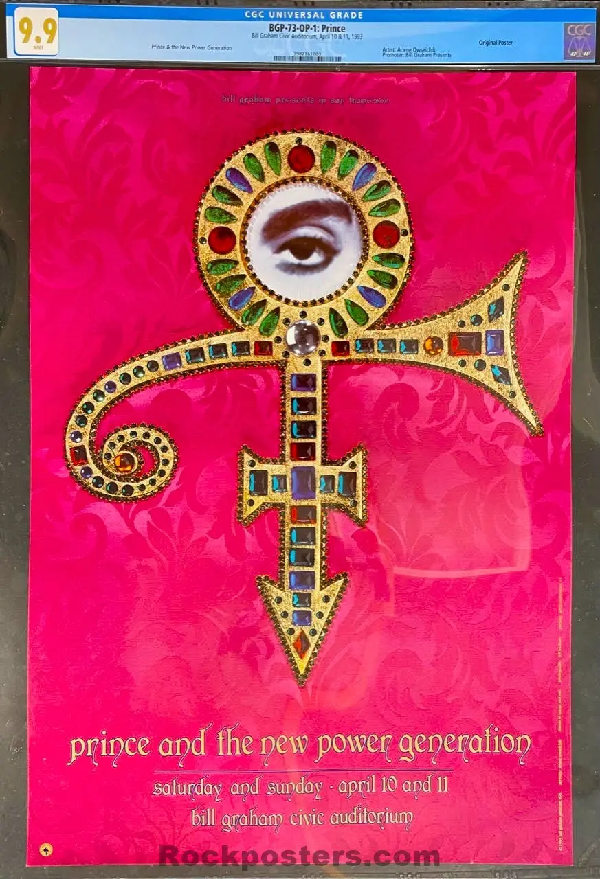 Auction - Bgp-73 - Prince - Arlene Owseichik - 1993 Poster - Bill Graham Civic - Cgc Graded 9.9 Mint 1