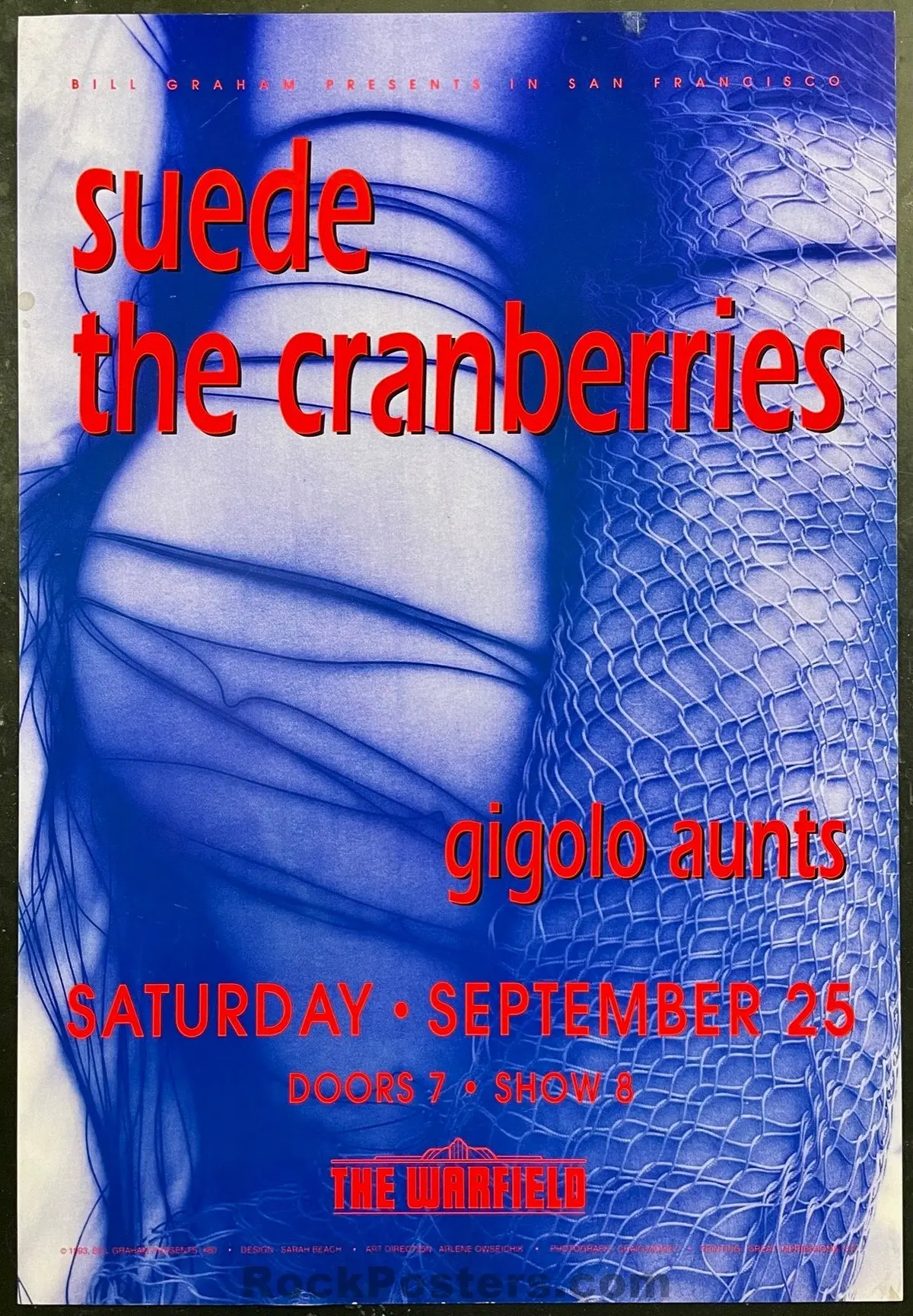 Bgp-80 - Suede - The Cranberries - 1993 Poster - Warfield Theatre - Near Mint 1