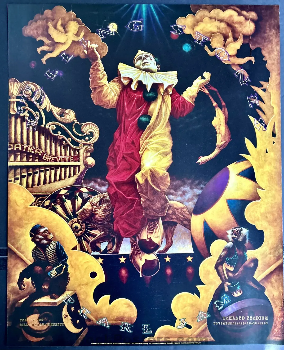 Auction - Bgp-180 - Pearl Jam Rolling Stones - 1997 Poster - Oakland Coliseum - Near Mint 1