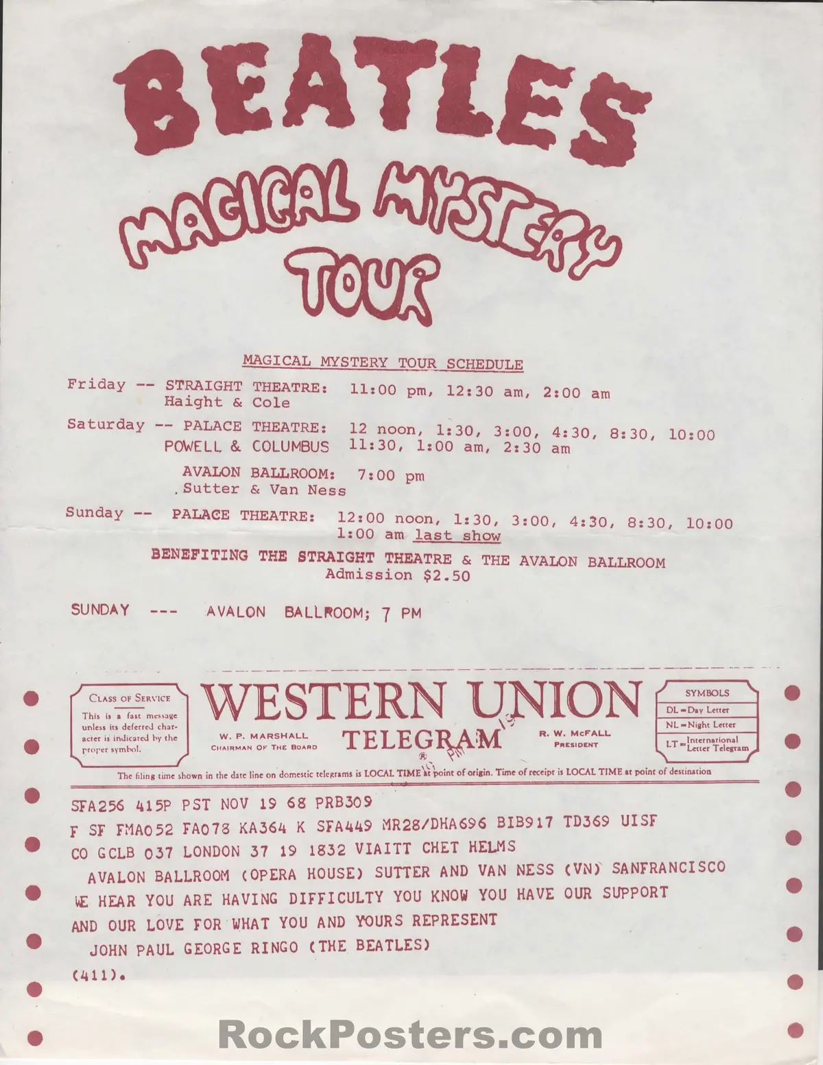 Auction - Family Dog - The Beatles - Magical Mystery Movie - 1968 Handbill - Avalon Ballroom - Excellent 1