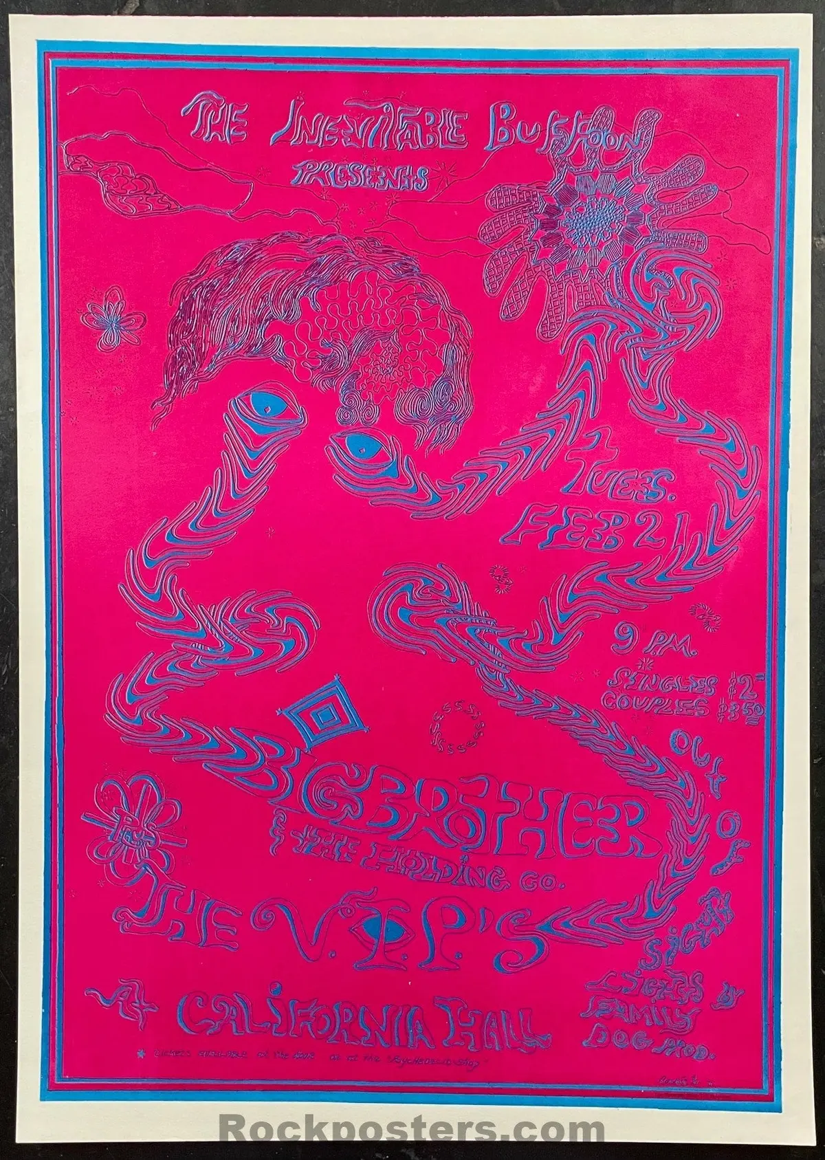 Auction - Big Brother Janis Joplin - 1967 Poster - California Hall - Near Mint 1