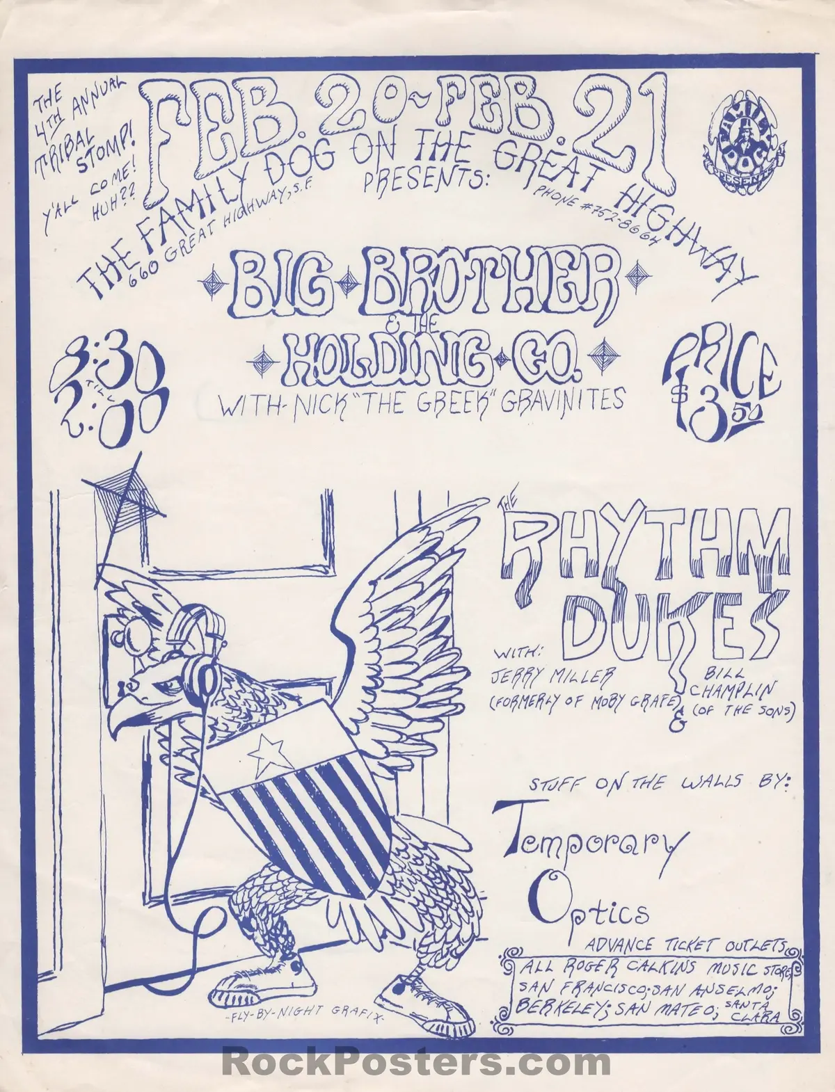 Auction - Family Dog - Big Brother/Rhythm Dukes - Great Highway - 1970 Handbill - Excellent 1