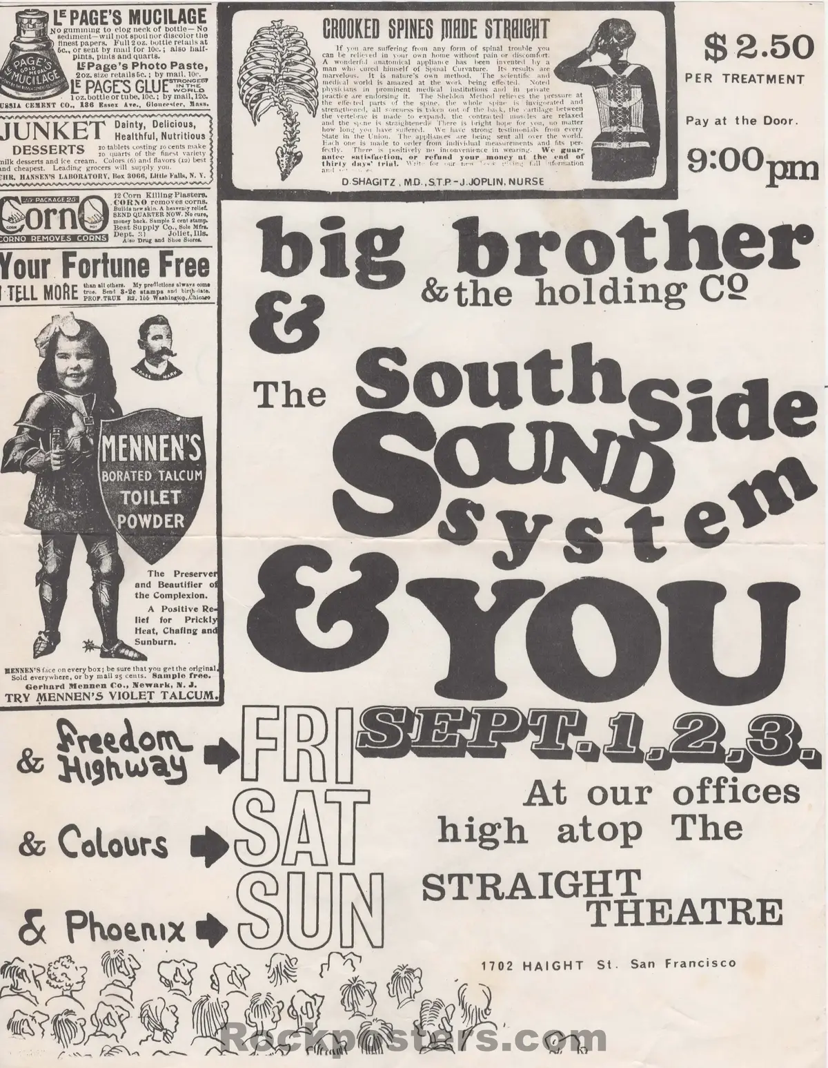 Auction - Big Brother Janis Joplin - 1967 Handbill - Straight Theater - Excellent 1