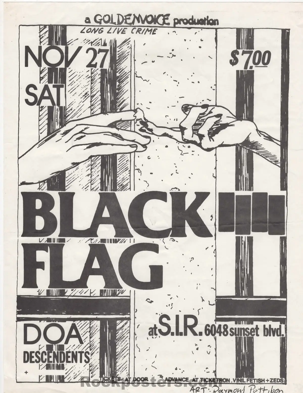 Auction - Punk - Black Flag - Raymond Pettibon - 1982 Flyer - Los Angeles -  Excellent 1