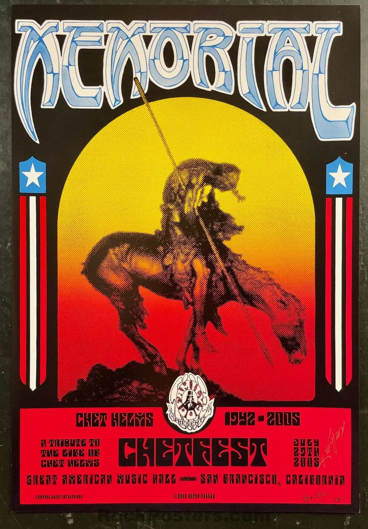Auction - Alton Kelley Collection - Chet Helms Memorial - 2005 Poster - Kelley Double Signed - Great American - Near Mint 1