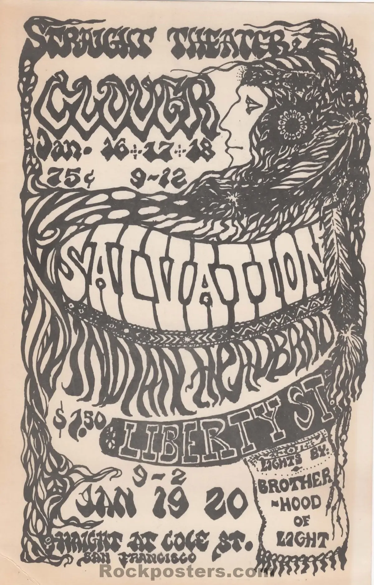 Auction - Clover - 1968 Handbill - Straight Theater - Excellent 1