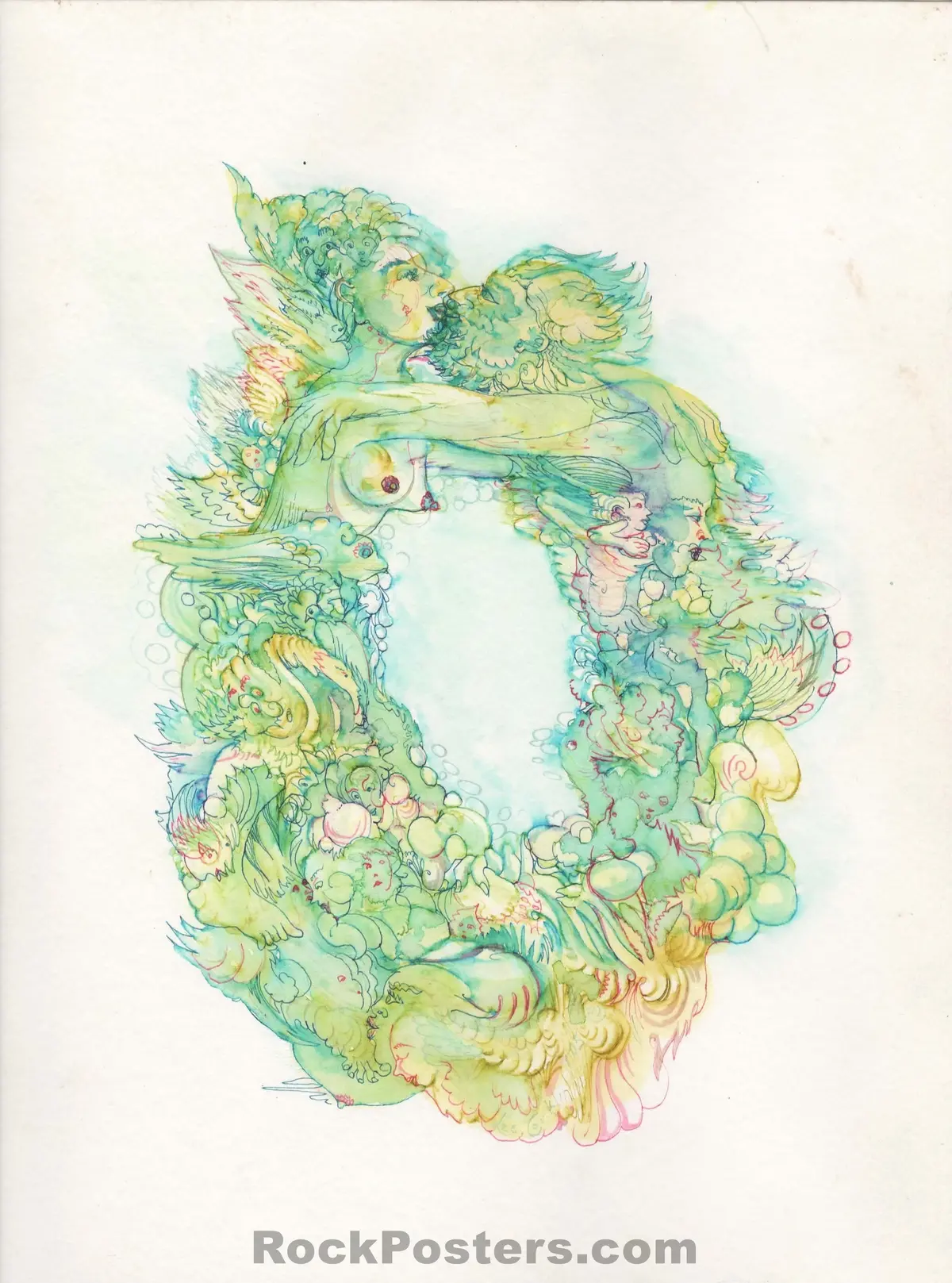 Auction - Psychedelic - Lee Conklin - Original  Ink & Watercolor -  "Kissing" - 2005 Artwork - Near Mint 1