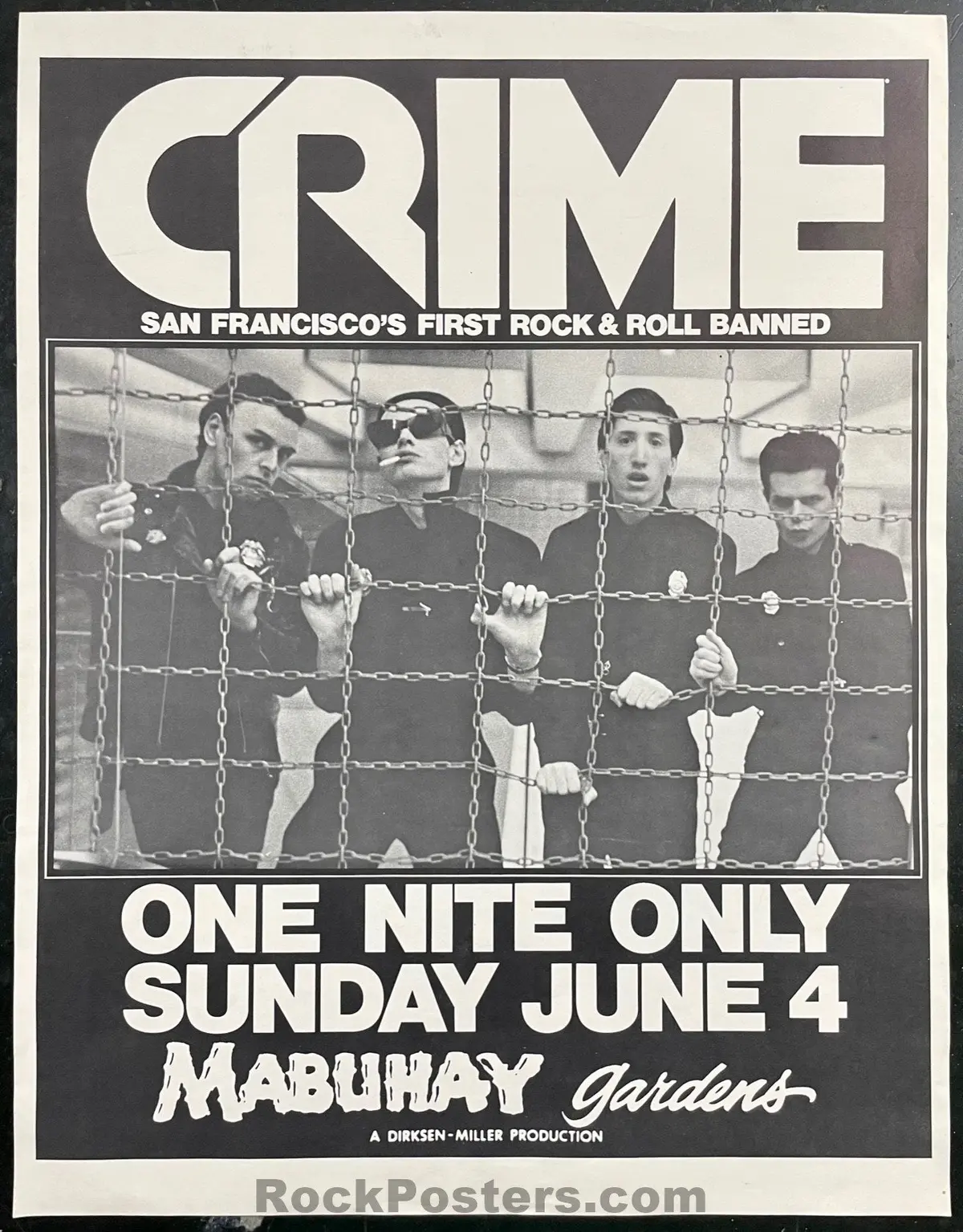 Auction - Crime - Mabuhay Gardens - San Francisco - 1977 Concert Poster - Excellent 1