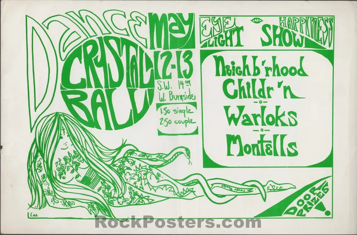 Auction - Warlocks - Crystal Ballroom - 1967 Handbill - Portland Or - Excellent 1