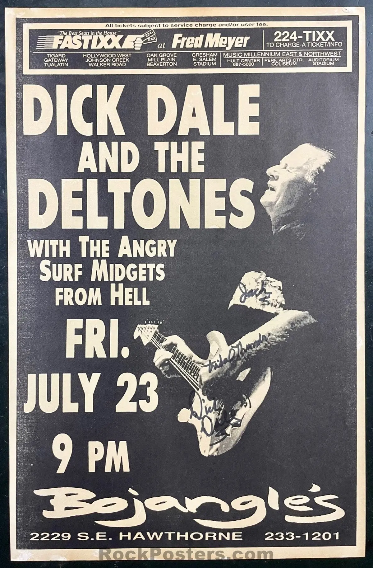 Auction - Dick Dale - Band Signed - 1982 Poster - Los Angeles - Excellent 1