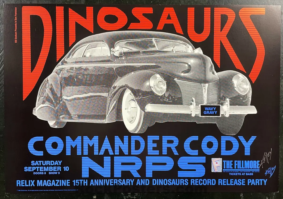 Auction - Alton Kelley Collection - Nf-46 - Dinosaurs - Kelley Signed - 1988 Poster - Fillmore - Near Mint 1